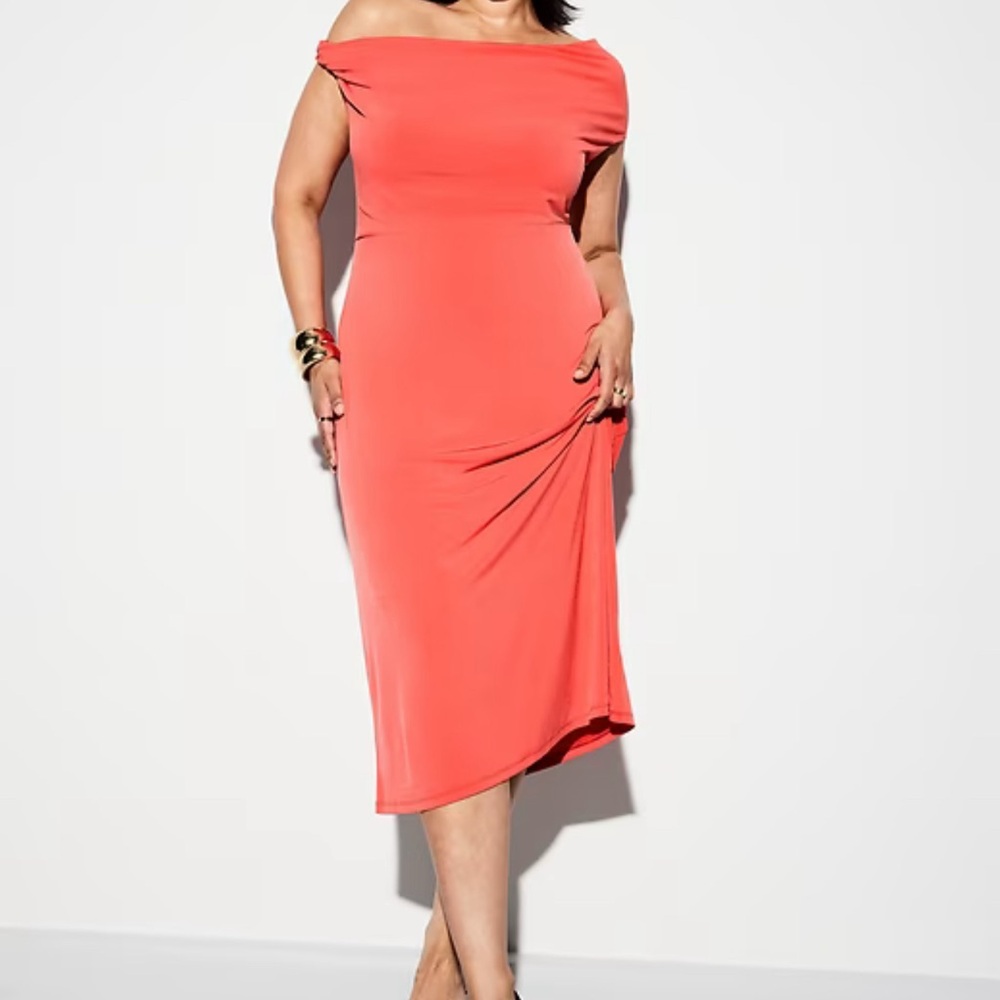 NWT Old Navy The Occasion Orange Midi Dress Size Large - Picture 4 of 4